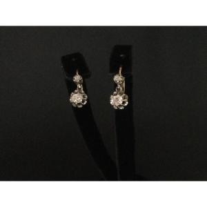 Boucles D’oreilles Dormeuses Or et Brillants XlX