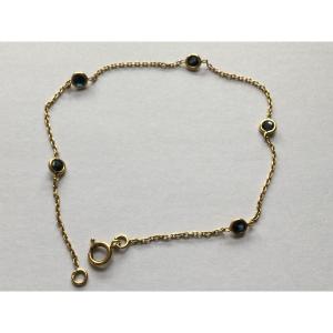 Bracelet With Sapphires And Yellow Gold Chain 