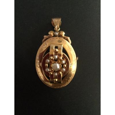 Brooch Pendant Gold Beads Napoleon Lll