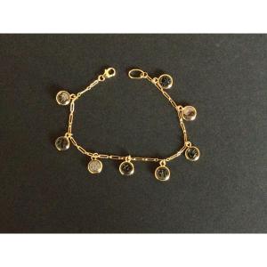 Yellow Gold Chain Bracelet With Charms