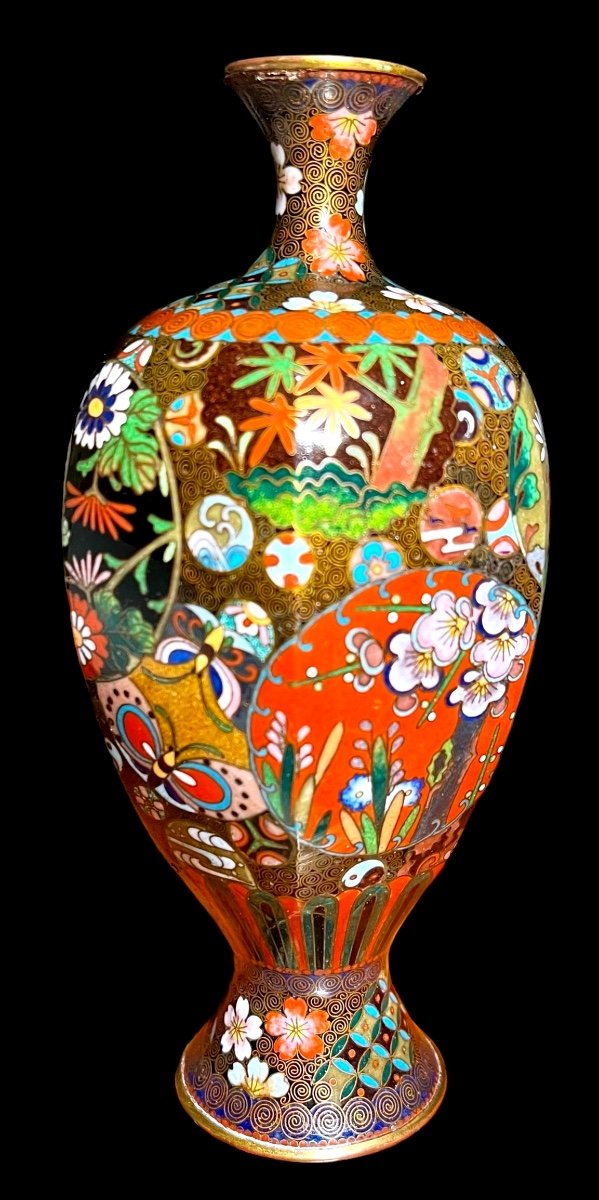 Vase Japonais En émaux Cloisonnés-photo-2