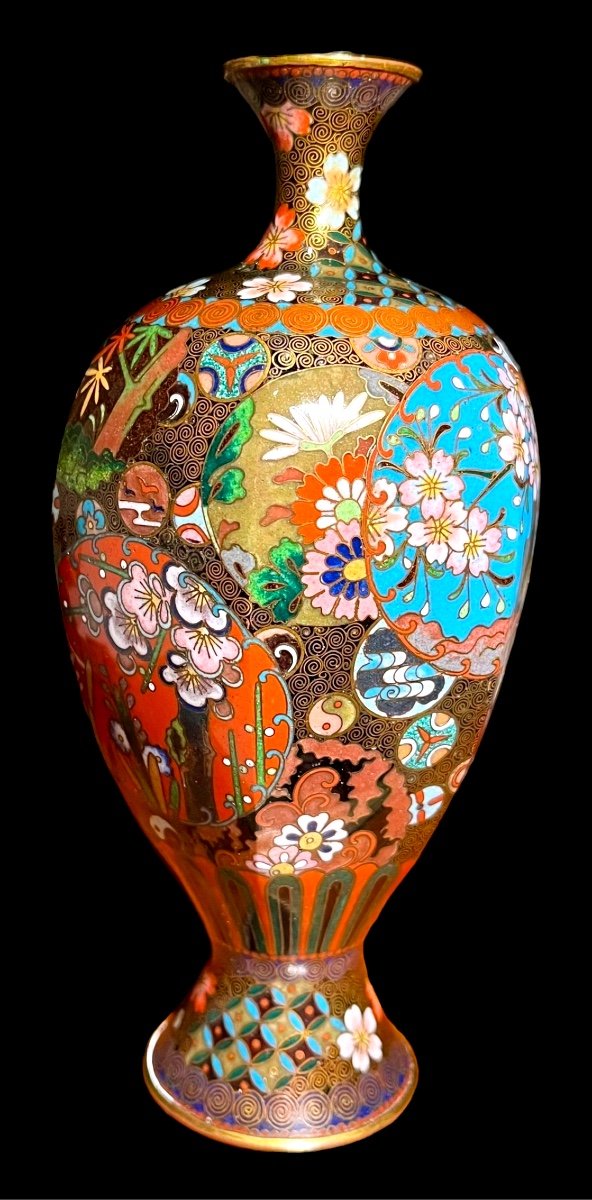 Vase Japonais En émaux Cloisonnés-photo-3