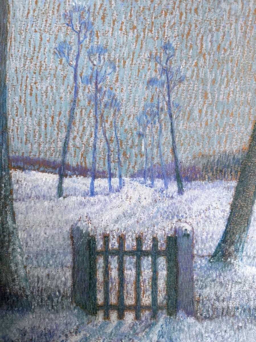 Pastel. Path Under The Snow. George Lemmen-photo-2