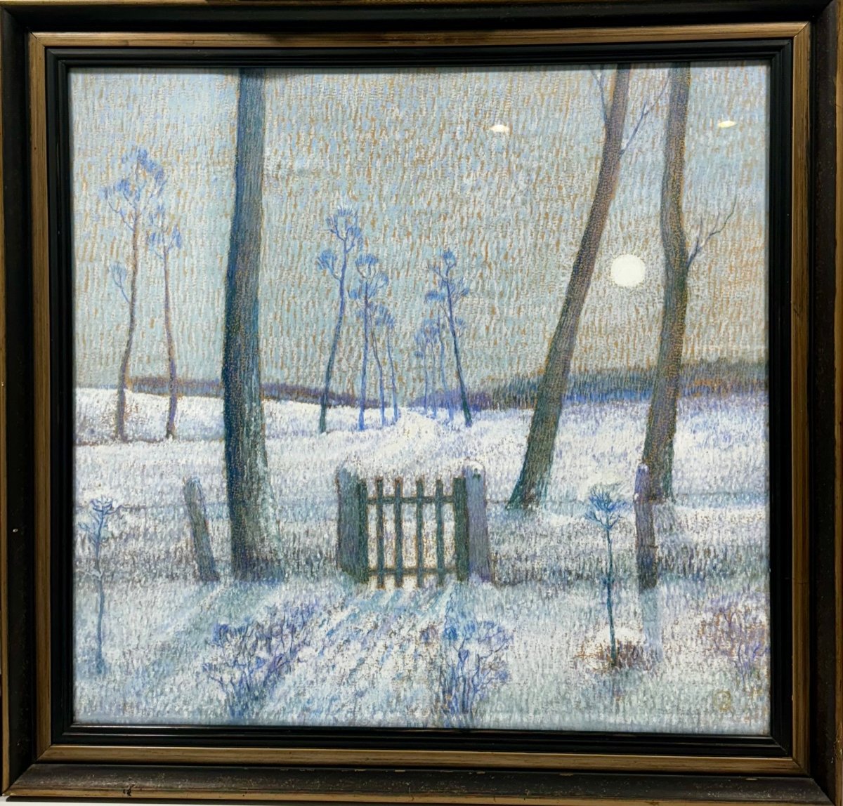 Pastel. Path Under The Snow. George Lemmen