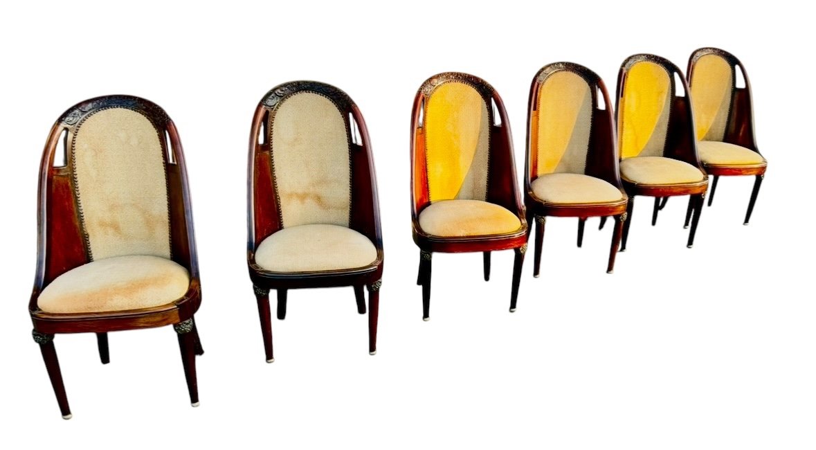 Serie De 6 Chaises Gondoles En Palissandre 