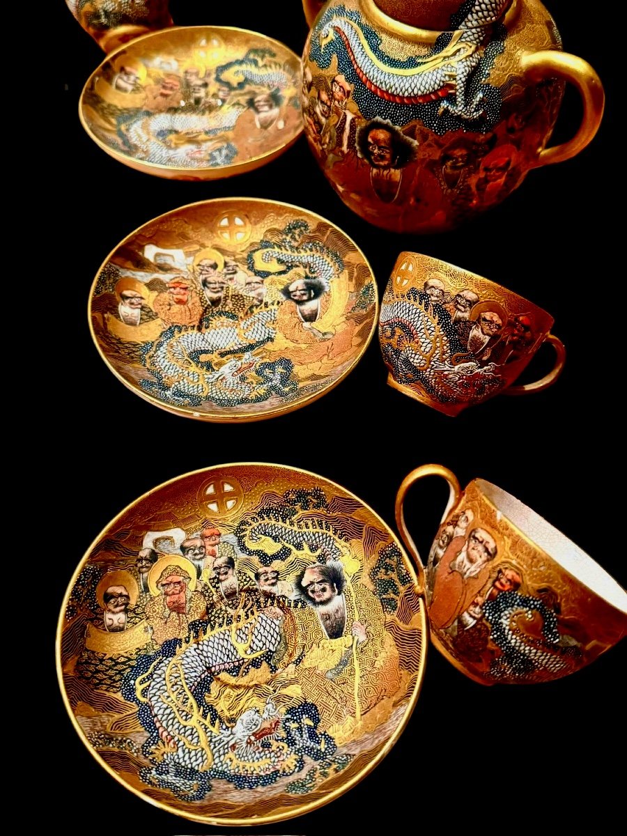 Japanese Satsuma Porcelain Coffee Set-photo-1