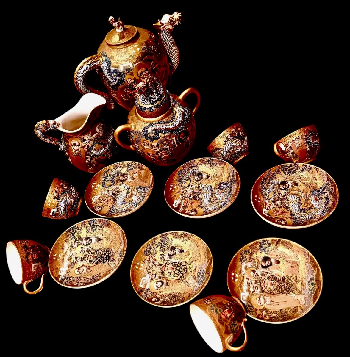 Japanese Satsuma Porcelain Coffee Set