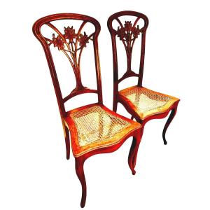 Paire De Chaises Art Nouveau 