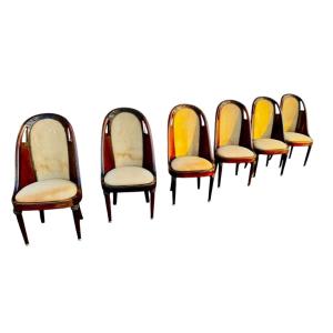 Serie De 6 Chaises Gondoles En Palissandre 