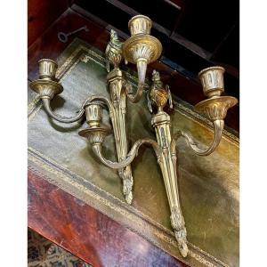 Pair Of Louis XVI Style Bronze Wall Lights