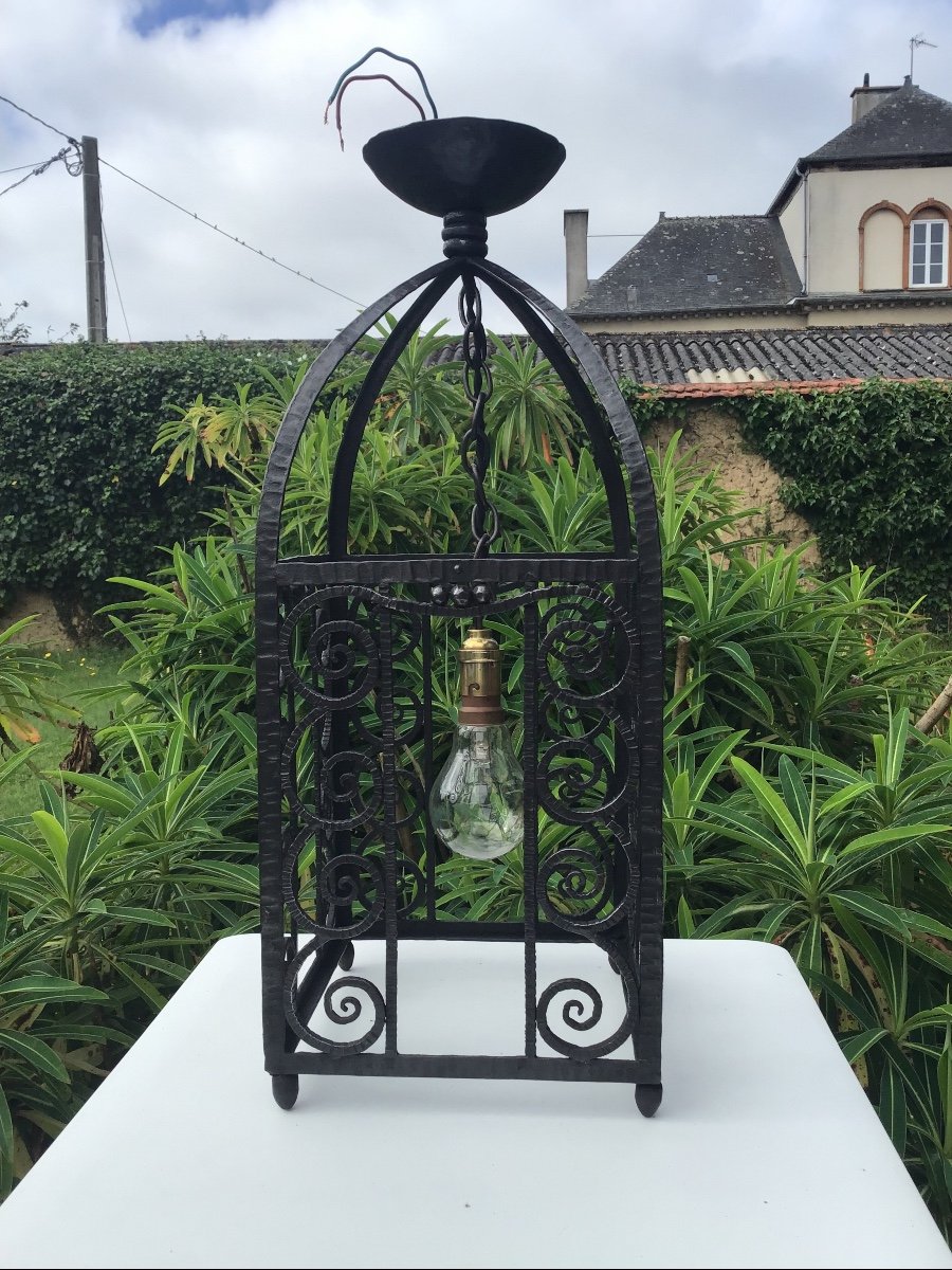 Art Deco Wrought Iron Lantern-photo-2