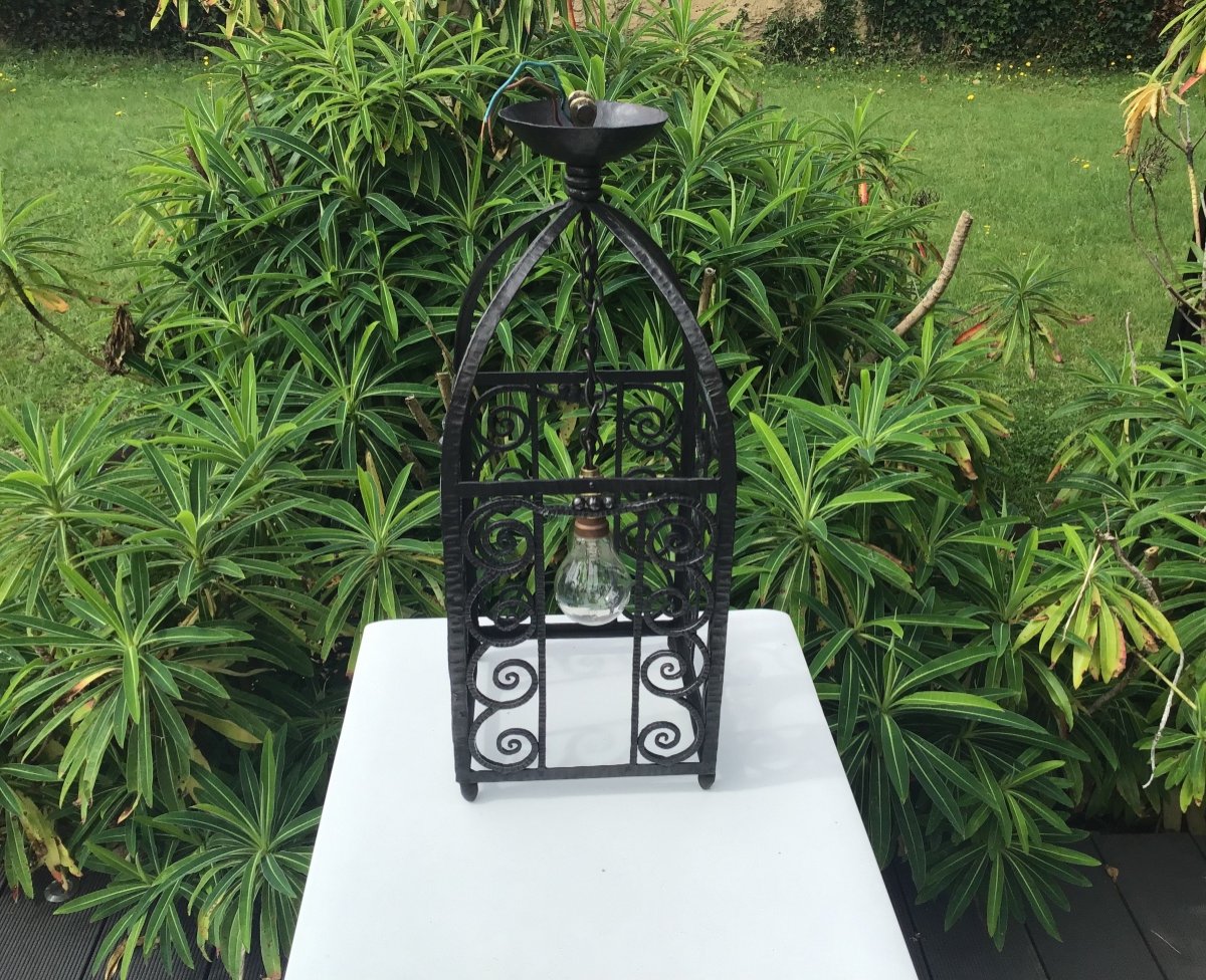 Art Deco Wrought Iron Lantern-photo-3