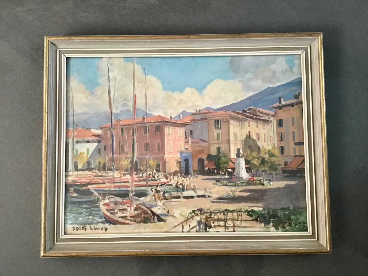 Painting On Isorel View Of Antibes? Signed And Dated 1964-photo-2