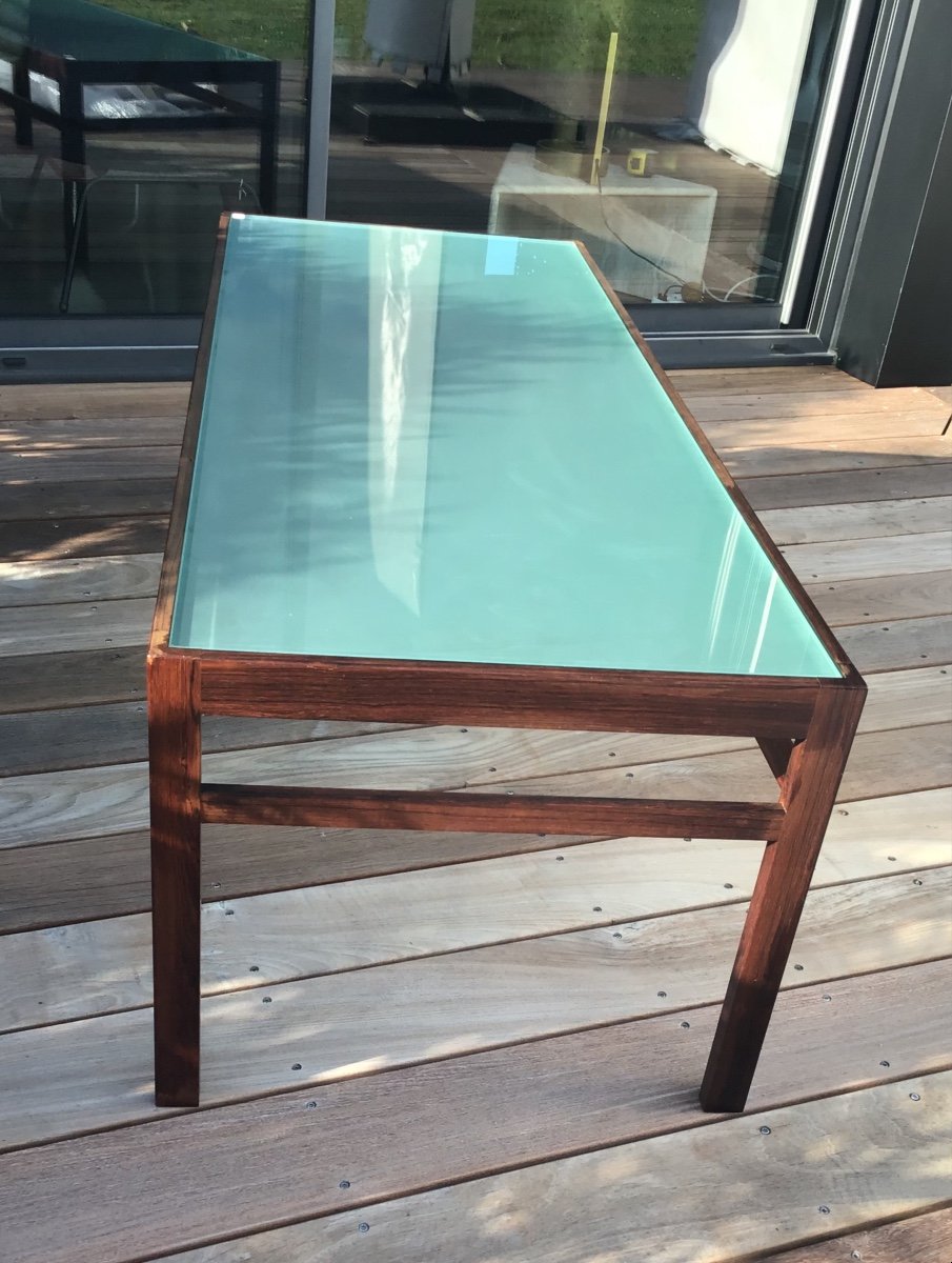 Large Coffee Table In Rio Rosewood And Glass Slab 1960-photo-2