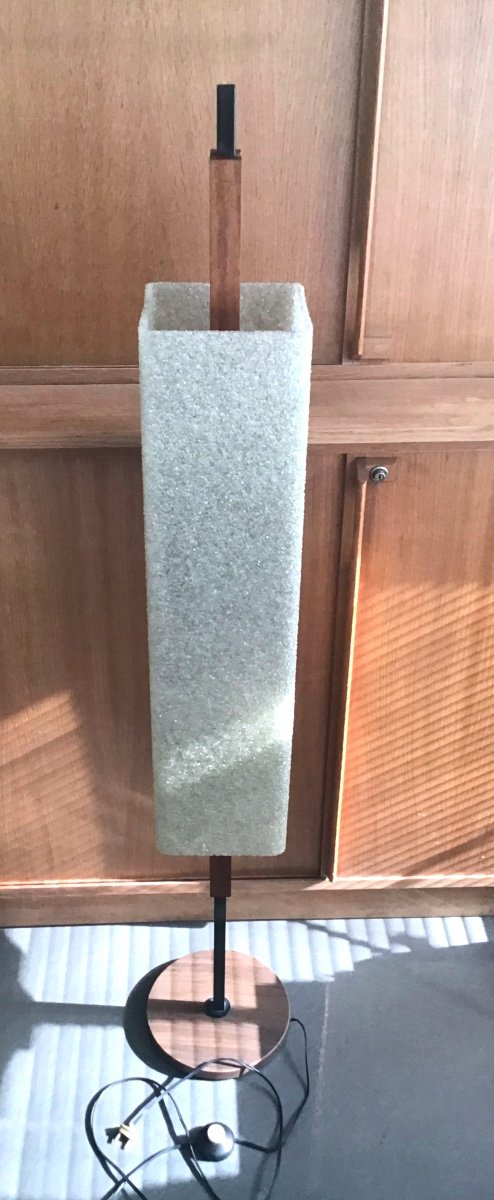 Floor Lamp Column In Wood And Granite Resin 1950/60-photo-2