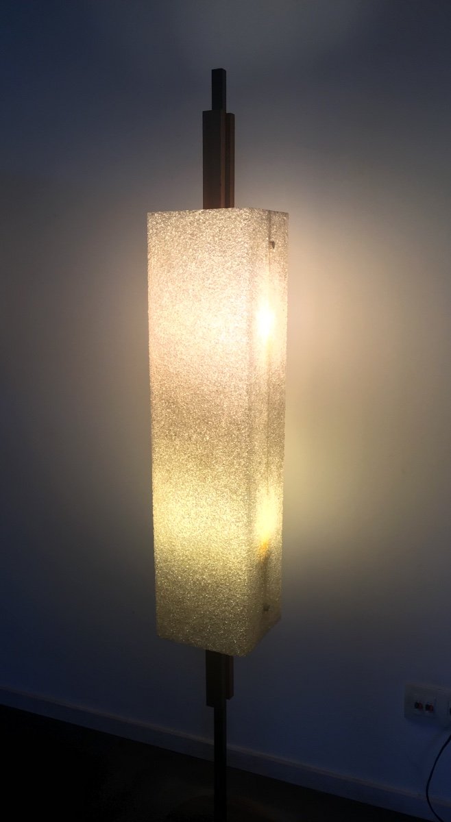 Floor Lamp Column In Wood And Granite Resin 1950/60-photo-1