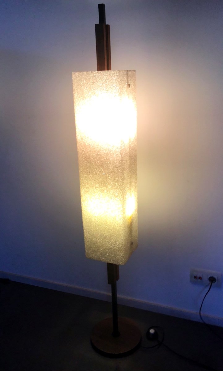 Floor Lamp Column In Wood And Granite Resin 1950/60-photo-2