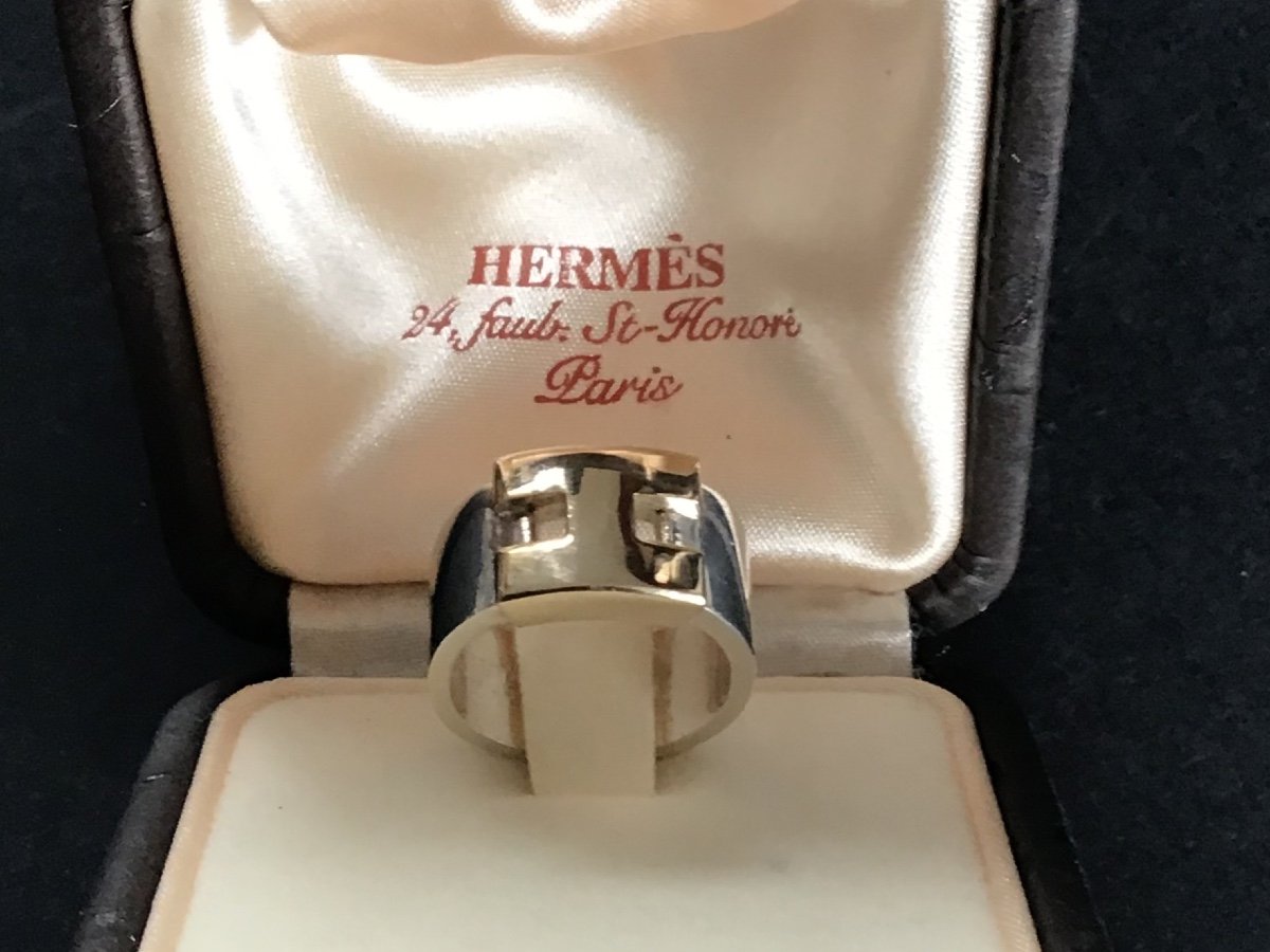 Bague Hermès Argent Et Or Vintage-photo-3