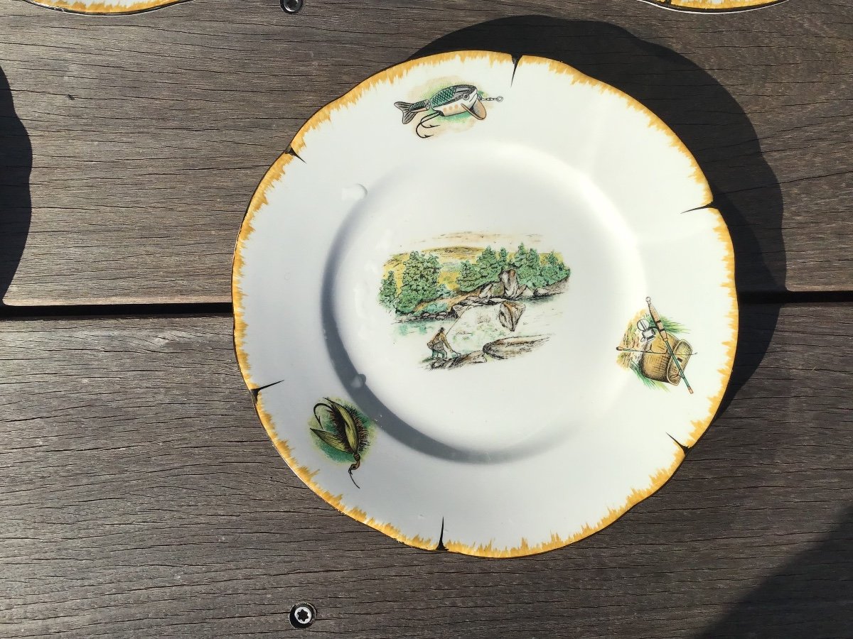 1950s Hunting And Fishing Themed Dinner Service Set -photo-6