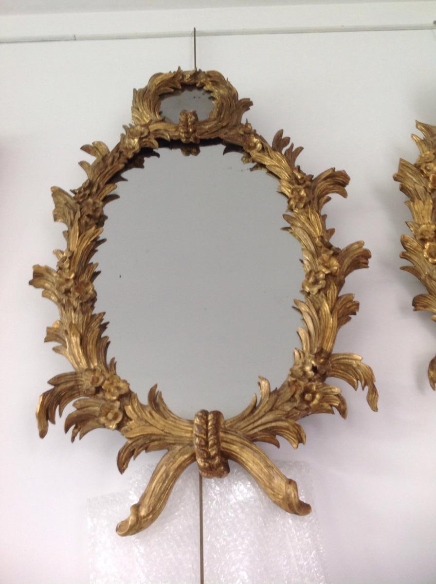 Pair Of Golden Wood Mirrors XIX-photo-2