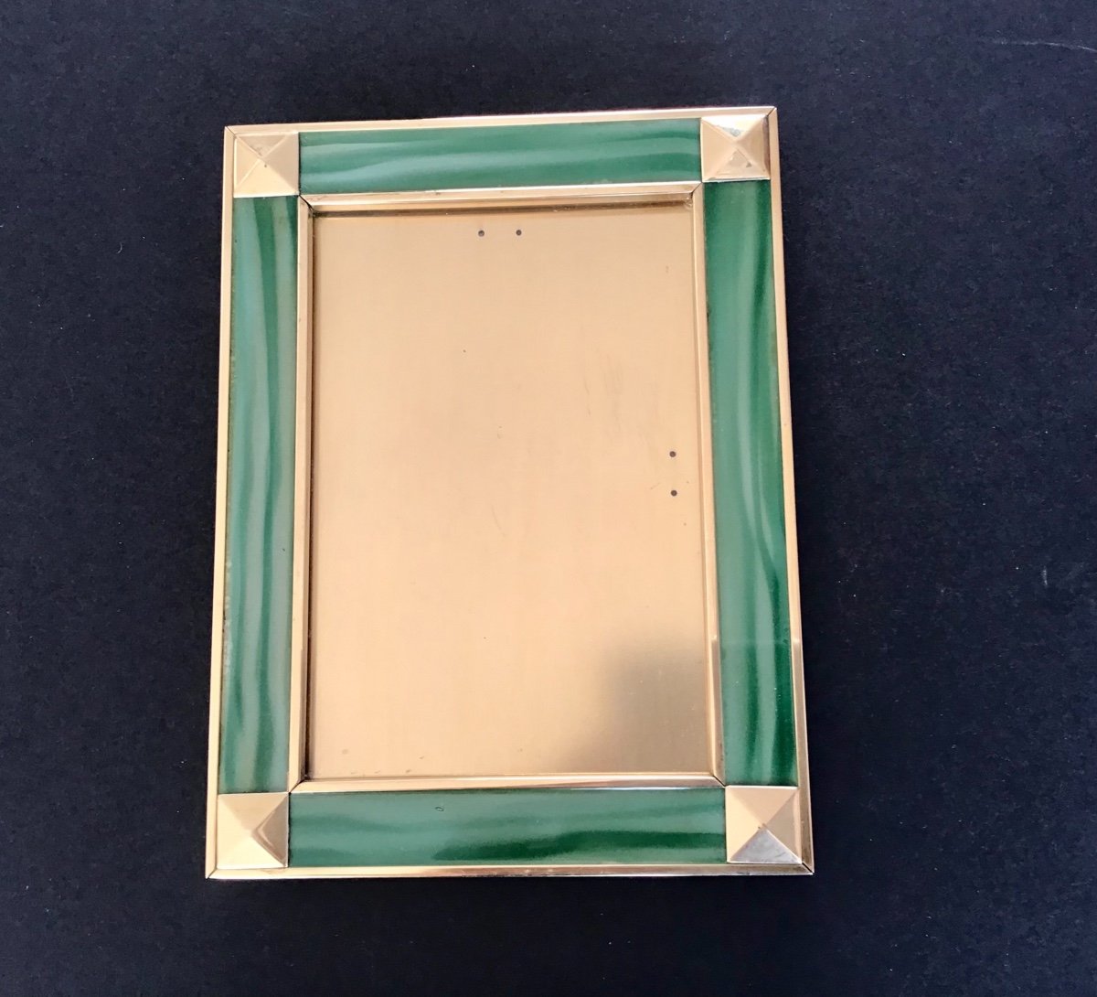 Frame In Solid Brass And Green Enamel-photo-2