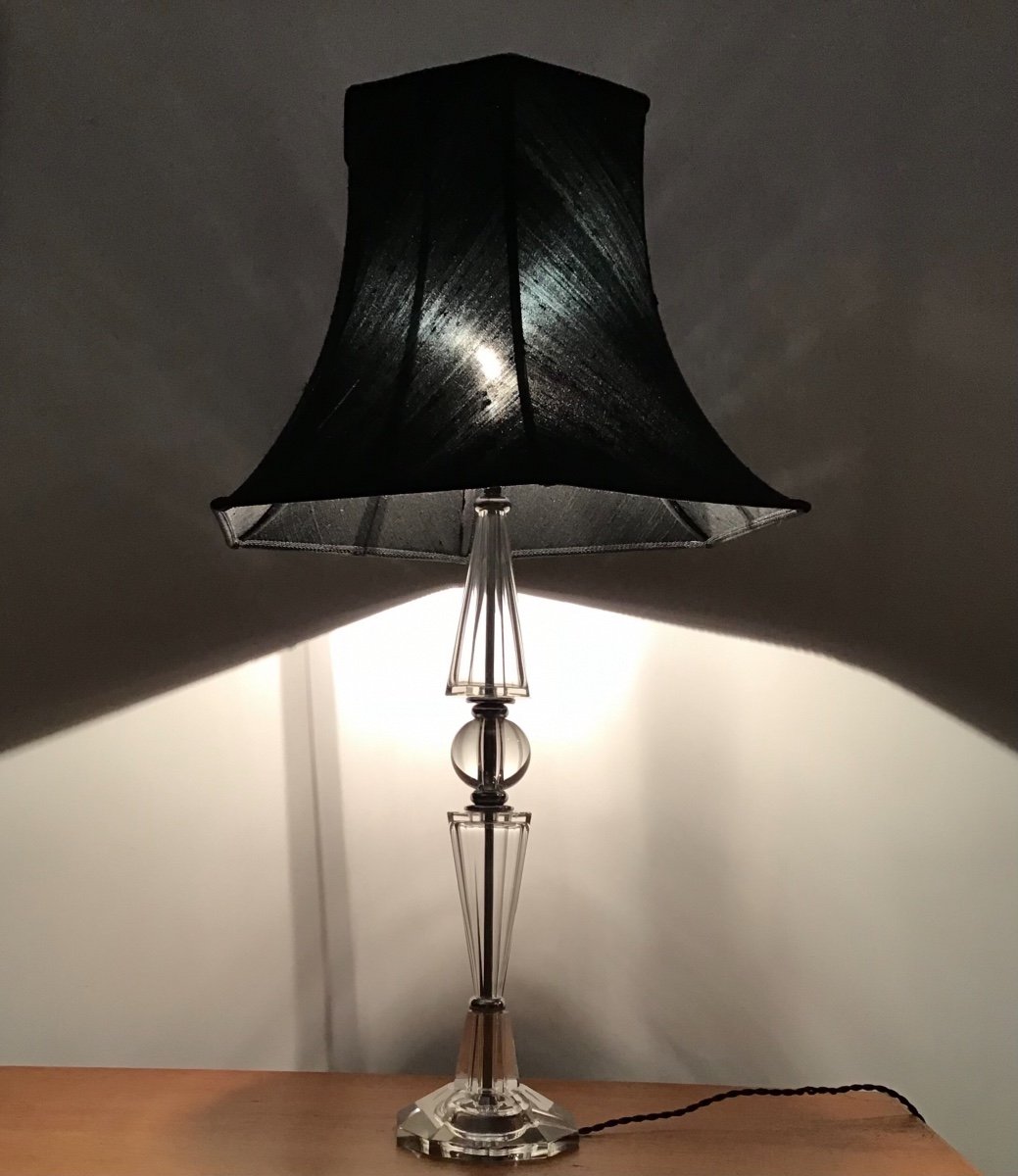 Large Art Deco Crystal Lamp-photo-2