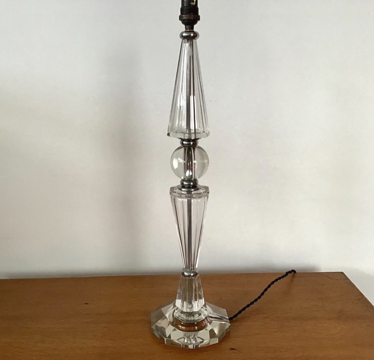 Large Art Deco Crystal Lamp-photo-3