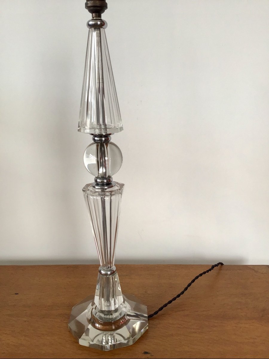Large Art Deco Crystal Lamp-photo-4
