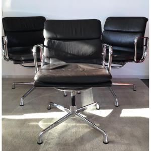 Vintage Eames Ea 208 Soft Pas Leather Armchairs