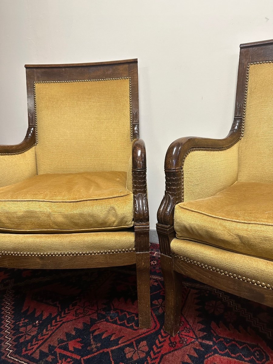 Pair Of Empire Style Bergeres.-photo-2