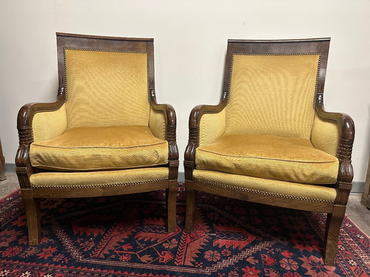 Pair Of Empire Style Bergeres.