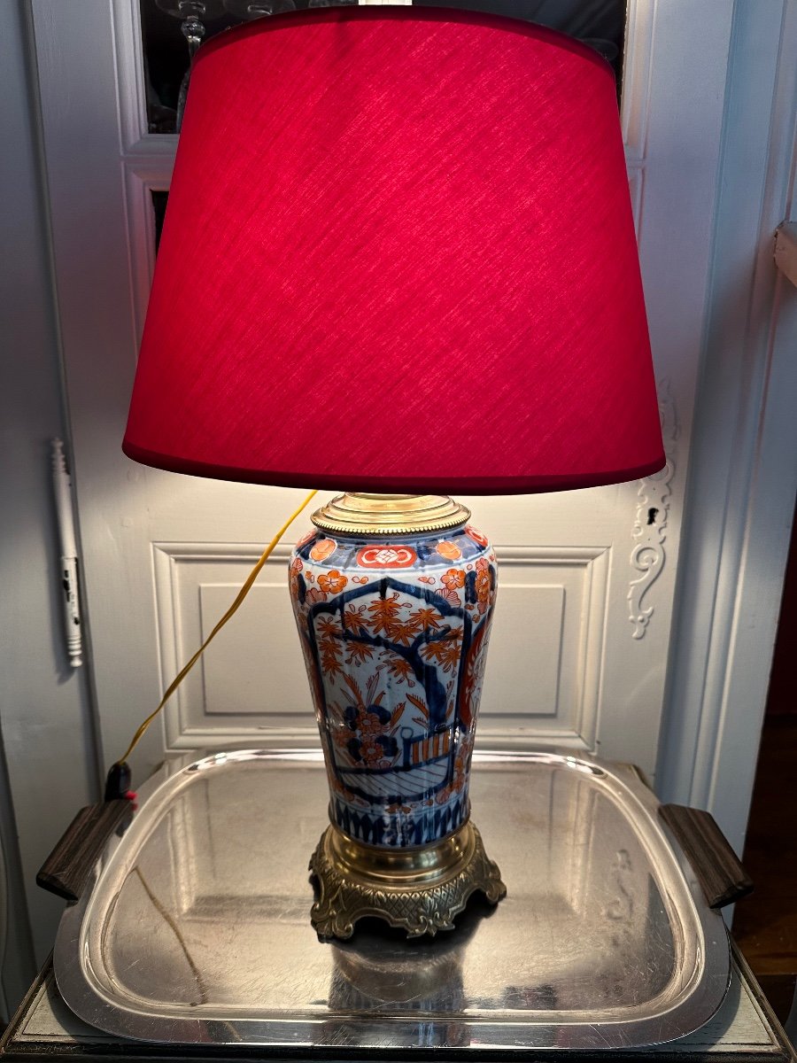 Porcelain Lamp From Imari Japan XIX Th.-photo-2