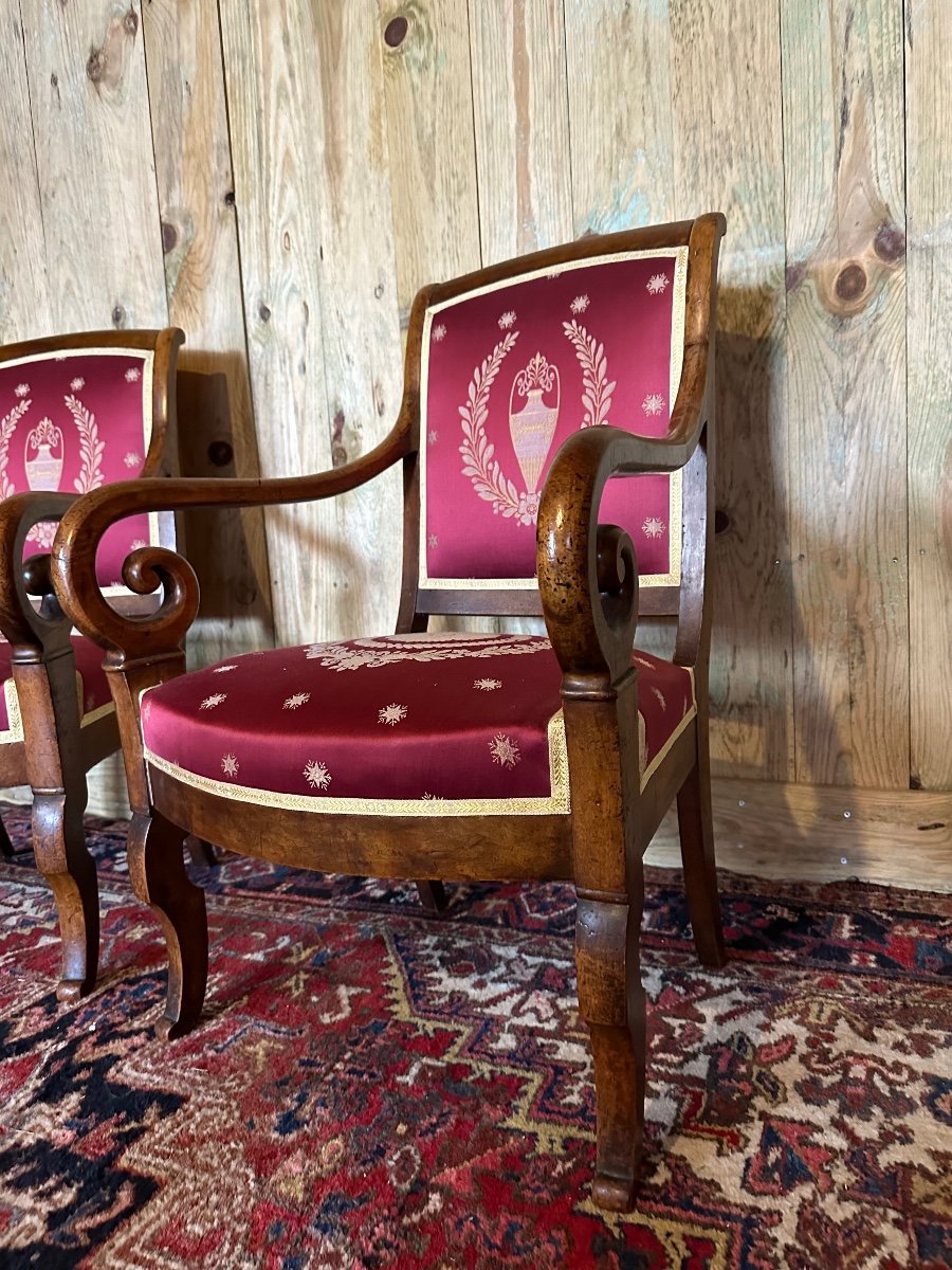 Paire De Fauteuils D’époque Restauration En Acajou. -photo-1