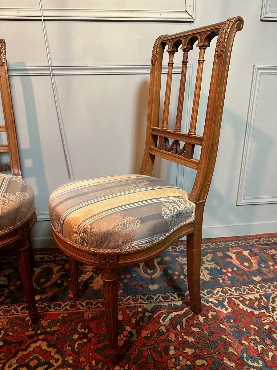 Pair Of Louis XVI Style Chairs In Walnut.-photo-4