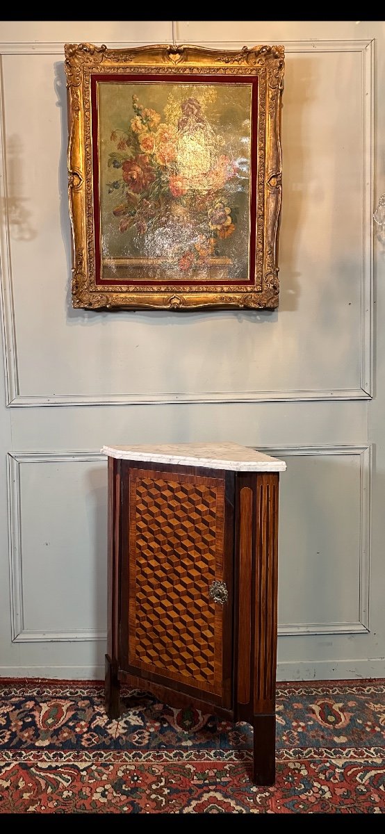 Corner From The 18th Century. Cube Marquetry. 