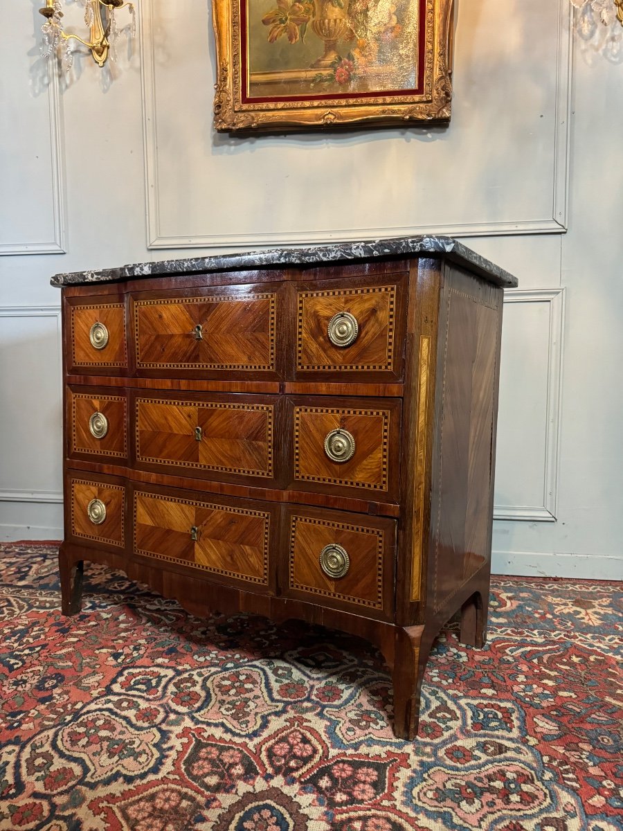 18th Century Commode In Marquetry.