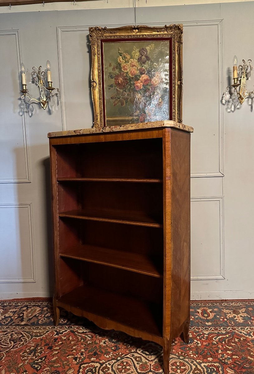 Louis XV - Louis XVI Transition Style Bibus / Library In Marquetry.  