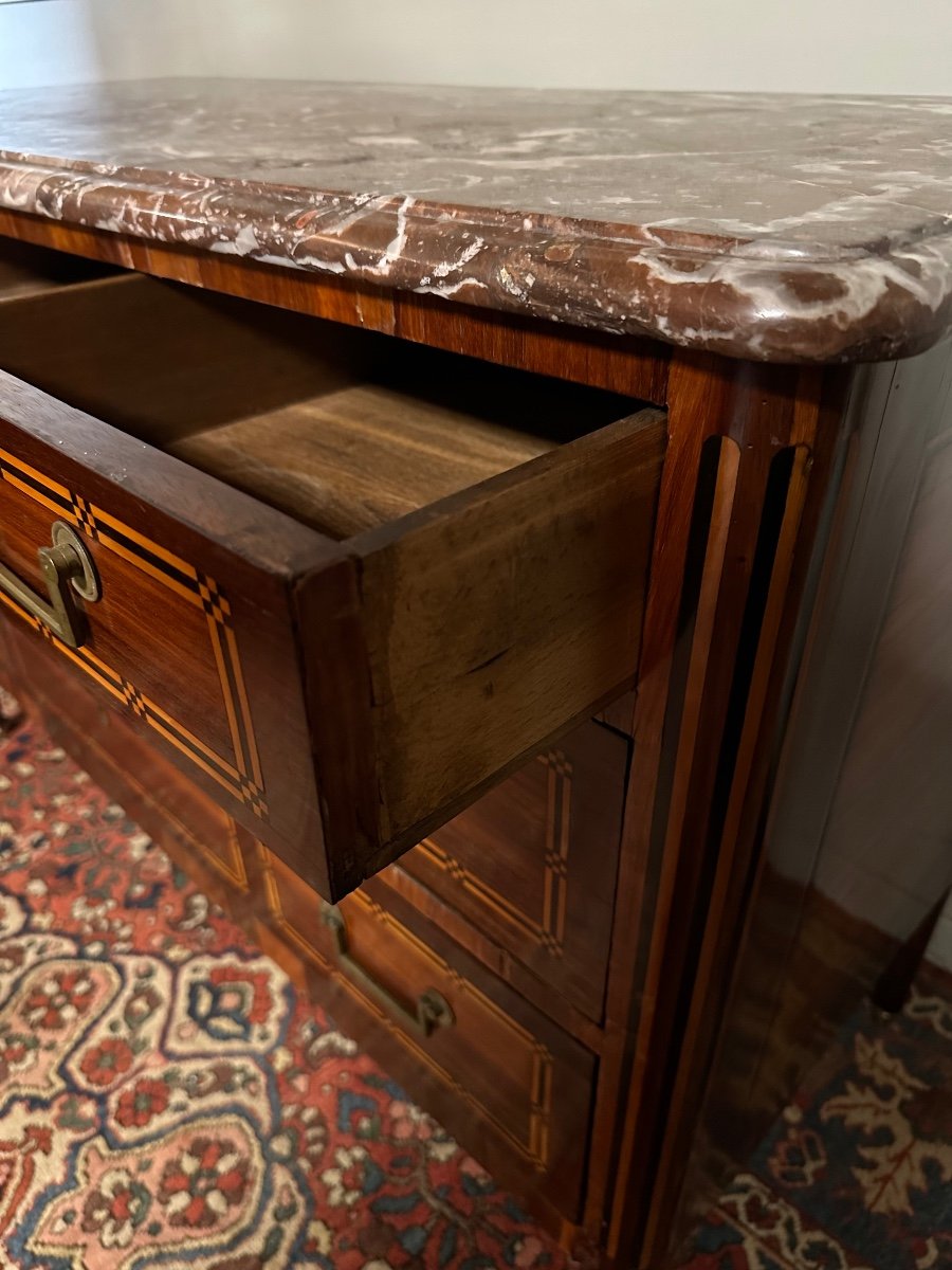 Commode D’époque Louis XVI En Marqueterie. -photo-4