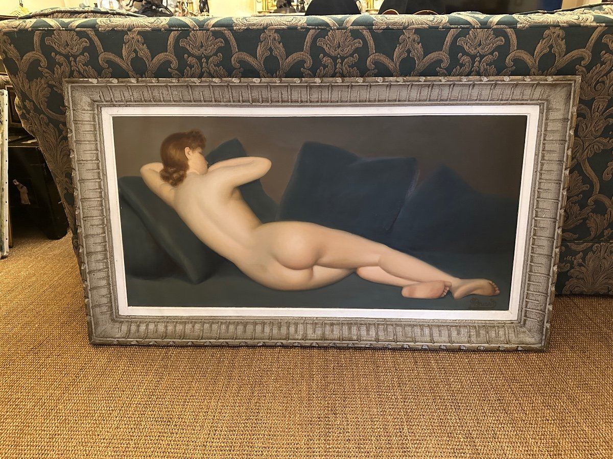 Female Nude Sleeping Hst Signed M. Briard 20th Century. -photo-5