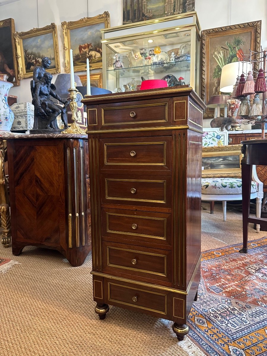 Louis XVI Style Mahogany Bedside Chest. 