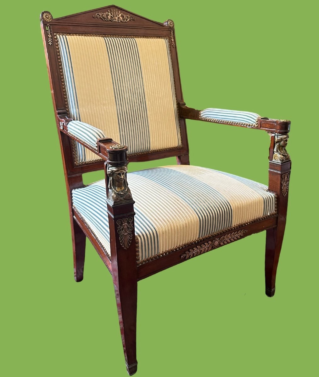 Empire Period Office Chair Return From Egypt In Mahogany.