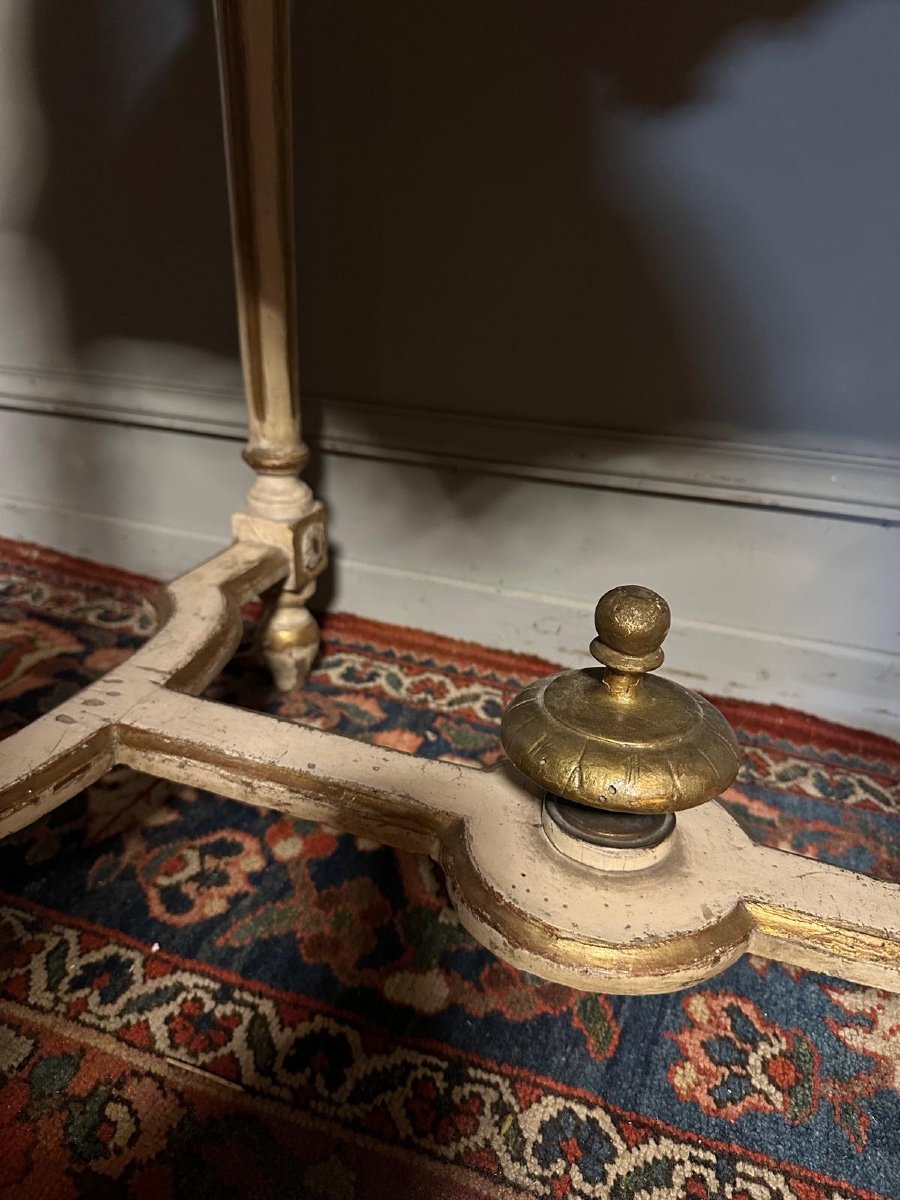 Table De Milieu / Console De Style Louis XVI En Bois Peint Et Doré. -photo-1