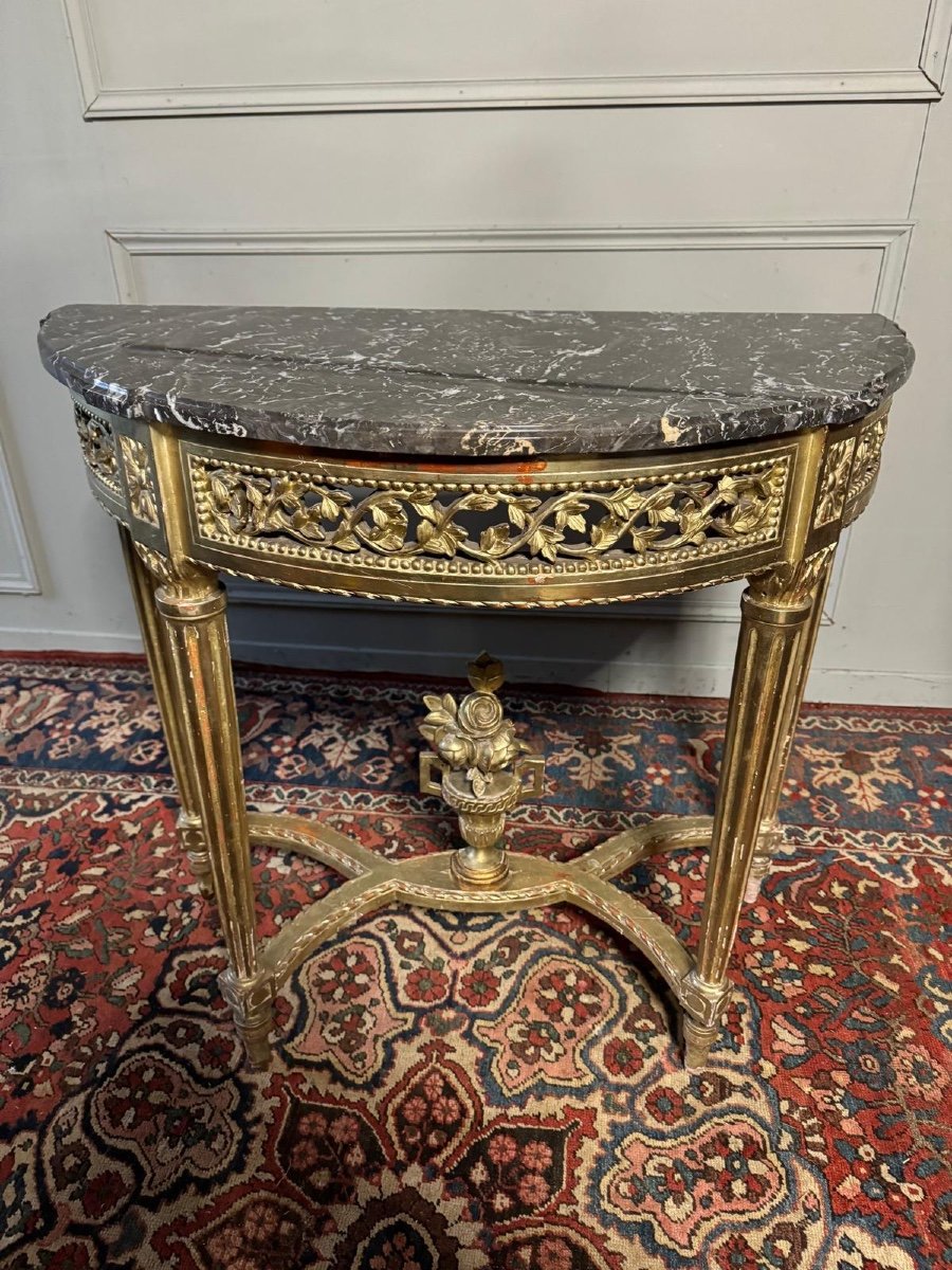 Louis XVI Style Console, 19th Century, In Gilded Wood.-photo-2