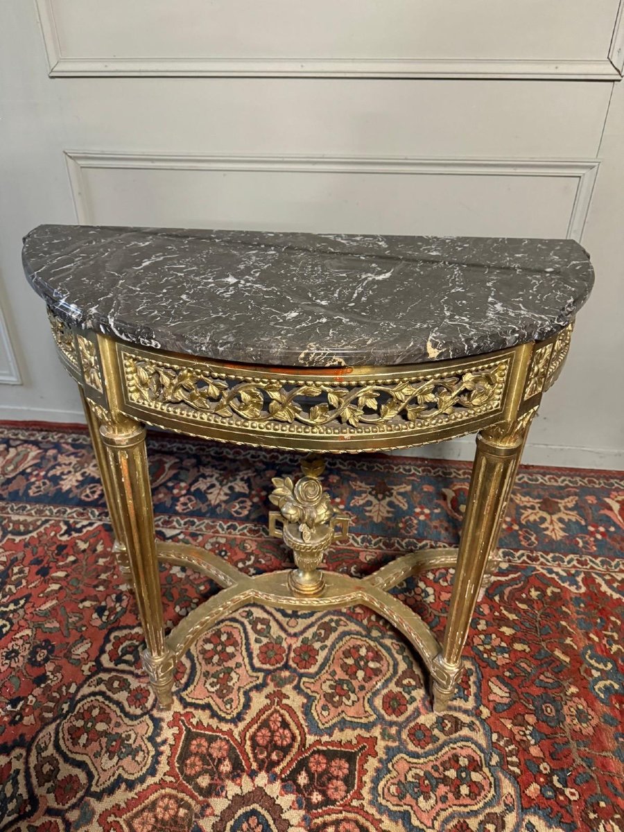 Louis XVI Style Console, 19th Century, In Gilded Wood.-photo-4