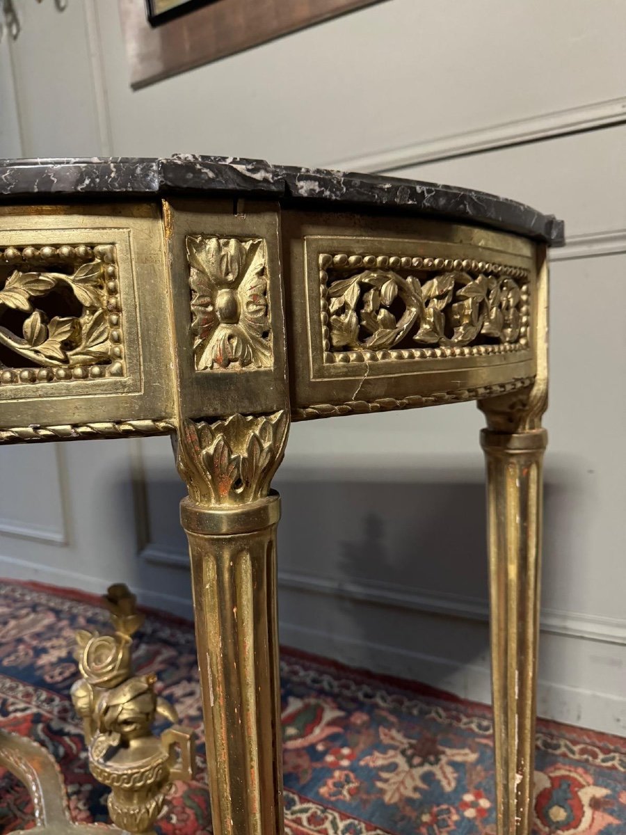 Louis XVI Style Console, 19th Century, In Gilded Wood.-photo-1