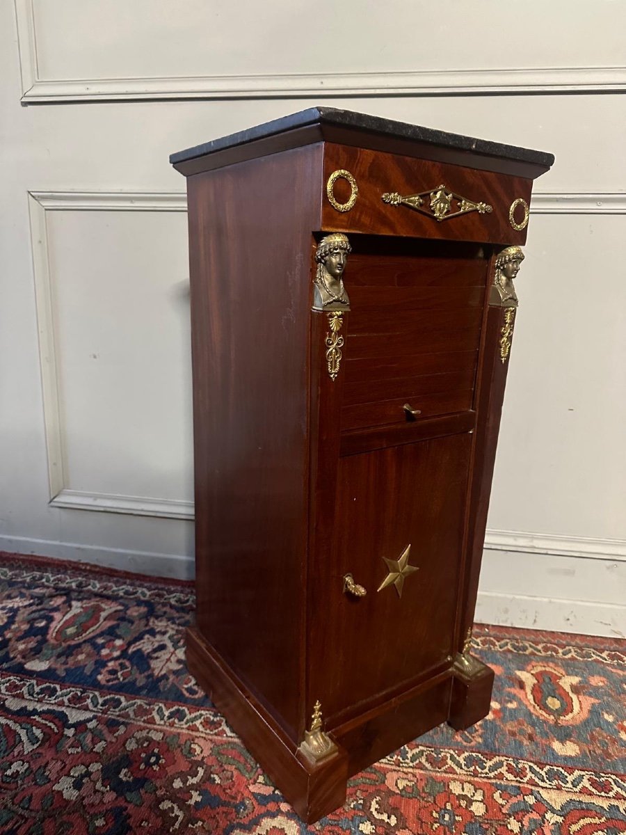 Empire Style Bedside Table, Return From Egypt, In Mahogany.-photo-2