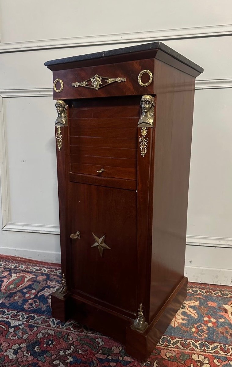 Empire Style Bedside Table, Return From Egypt, In Mahogany.