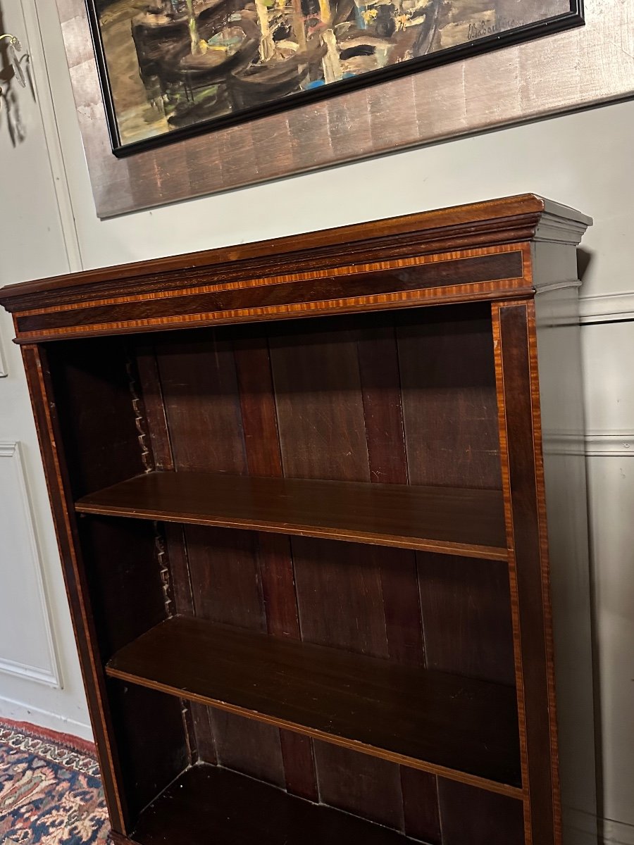 Mahogany Bookcase/library, Marquetry Fillets.-photo-2