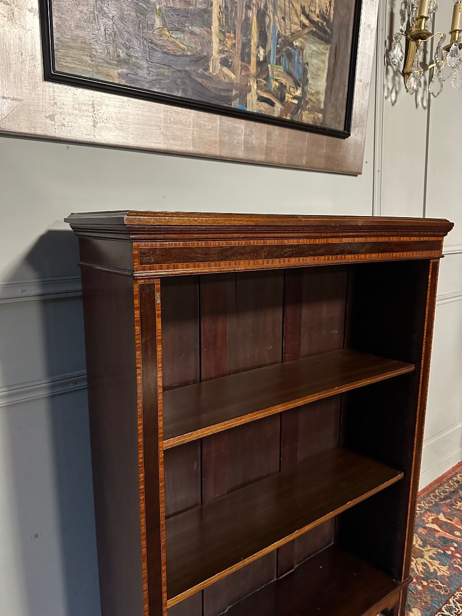 Mahogany Bookcase/library, Marquetry Fillets.-photo-3