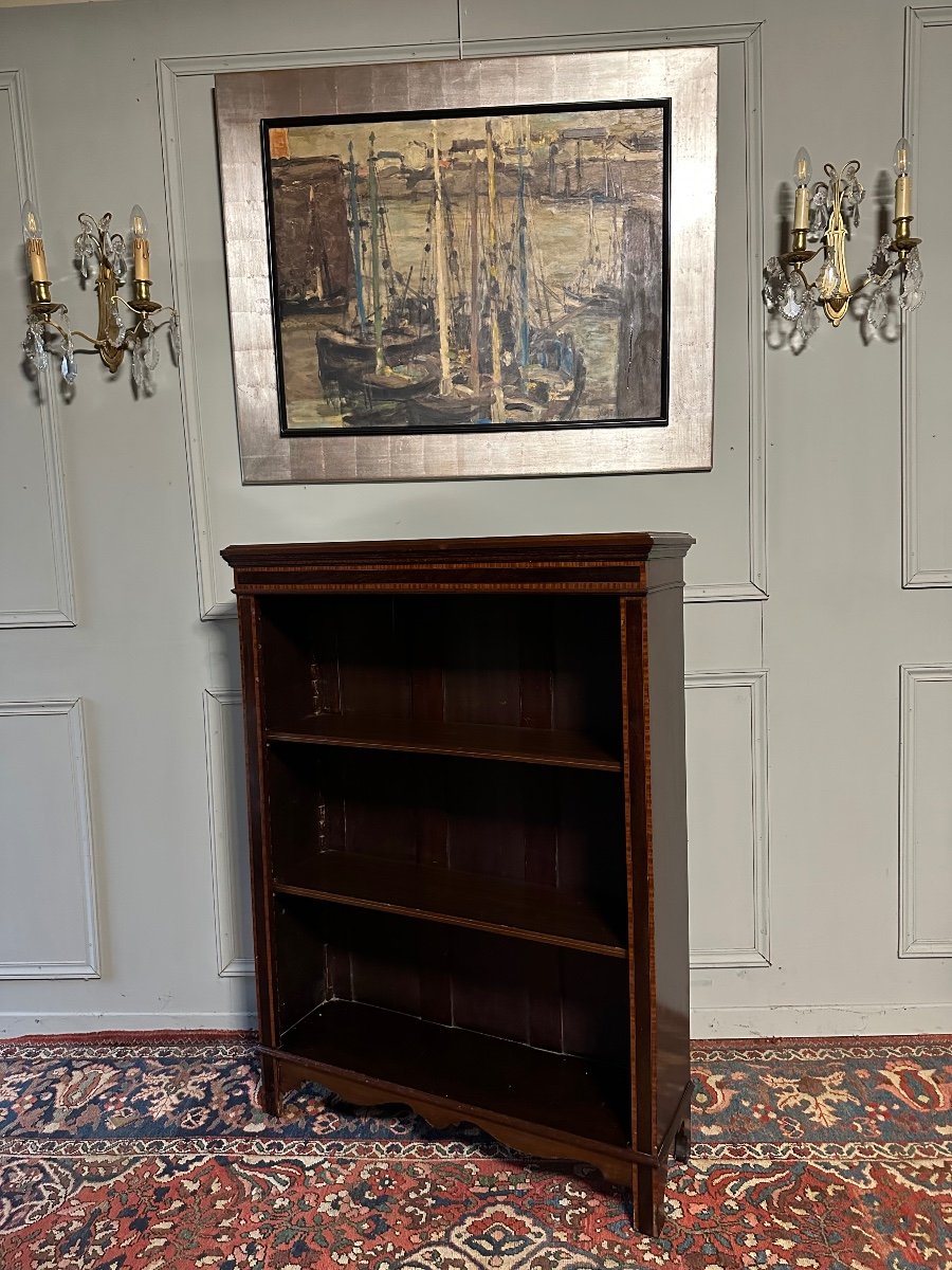 Mahogany Bookcase/library, Marquetry Fillets.